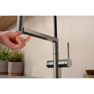 Dřezová baterie Hansgrohe Talis Select M54 PowderSpray s otočným ramínkem, 2 proudy vzhled nerezu 72861800