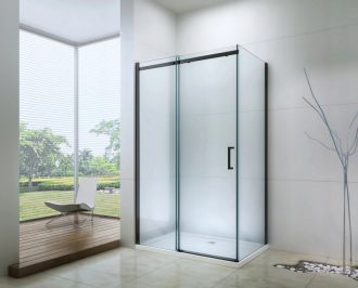 Mexen Omega výsuvná sprchová kabina 150 x 80 cm, průhledná, černá - 825-150-080-70-00