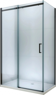 Mexen Omega výsuvná sprchová kabina 150 x 100 cm, průhledná, černá - 825-150-100-70-00