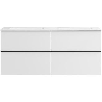CERANO - Koupelnová skříňka pod umyvadlo s úchytkou Velora + keramické umyvadlo Todo - bílá matná, černá úchytka - 120x49,8x45,2 cm