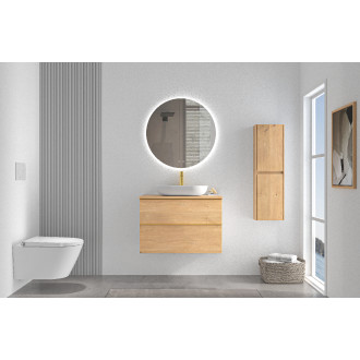 CERANO - Koupelnová skříňka pod umyvadlo s úchytkou Velora + keramické umyvadlo Todo - dub medový, zlatá úchytka - 100x49,8x46 cm