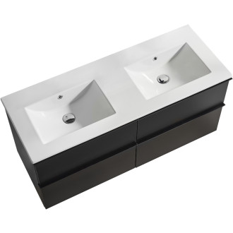 CERANO - Koupelnová skříňka pod umyvadlo s úchytkou/deskou pod umyvadlo Velora - 18 mm - černá matná, černá úchytka - 120x49,8x45,2 cm