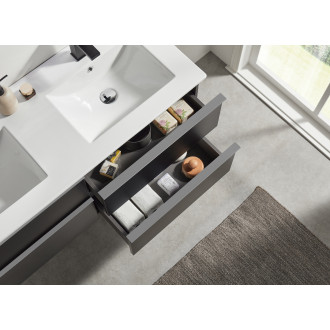 CERANO - Koupelnová skříňka pod umyvadlo s úchytkou/deskou pod umyvadlo Velora - 18 mm - černá matná, chromová úchytka - 120x49,8x45,2 cm