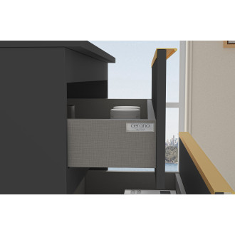 CERANO - Koupelnová skříňka pod umyvadlo s úchytkou/deskou pod umyvadlo Velora - 18 mm - černá matná, zlatá úchytka - 120x49,8x45,2 cm