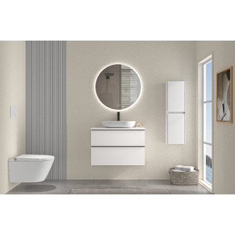 CERANO - Koupelnová skříňka pod umyvadlo s úchytkou Velora - bílá matná, černá úchytka - 60x49,8x46 cm