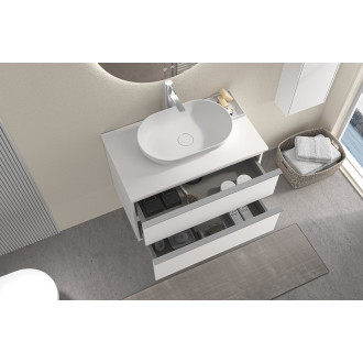 CERANO - Koupelnová skříňka pod umyvadlo s úchytkou Velora - bílá matná, chromová úchytka - 70x49,8x46 cm