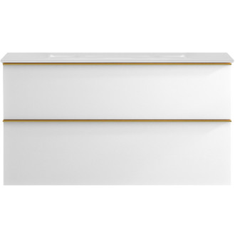 CERANO - Koupelnová skříňka pod umyvadlo s úchytkou Velora - bílá matná, zlatá úchytka - 100x49,8x46 cm