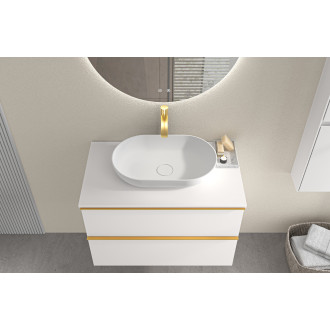 CERANO - Koupelnová skříňka pod umyvadlo s úchytkou Velora - bílá matná, zlatá úchytka - 100x49,8x46 cm