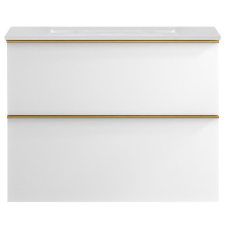CERANO - Koupelnová skříňka pod umyvadlo s úchytkou Velora - bílá matná, zlatá úchytka - 60x49,8x46 cm