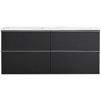 CERANO - Koupelnová skříňka pod umyvadlo s úchytkou Velora - černá matná, chromová úchytka - 120x49,8x45,2 cm