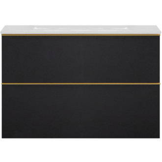 CERANO - Koupelnová skříňka pod umyvadlo s úchytkou Velora - černá matná, zlatá úchytka - 70x49,8x46 cm