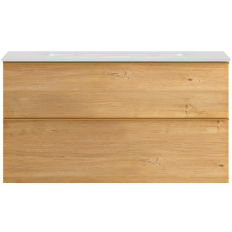 CERANO - Koupelnová skříňka pod umyvadlo s úchytkou Velora - dub medový, zlatá úchytka - 100x49,8x46 cm