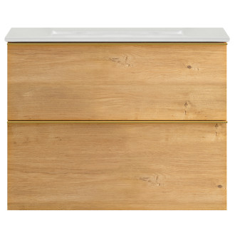 CERANO - Koupelnová skříňka pod umyvadlo s úchytkou Velora - dub medový, zlatá úchytka - 60x49,8x46 cm