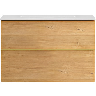 CERANO - Koupelnová skříňka pod umyvadlo s úchytkou Velora - dub medový, zlatá úchytka - 70x49,8x46 cm