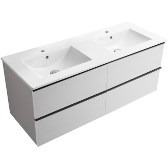 CERANO - Koupelnová skříňka pod umyvadlo s úchytkou Velora + keramické umyvadlo Todo - bílá matná, černá úchytka - 120x49,8x45,2 cm