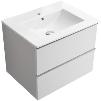 CERANO - Koupelnová skříňka pod umyvadlo s úchytkou Velora + keramické umyvadlo Todo - bílá matná, chromová úchytka - 60x49,8x46 cm