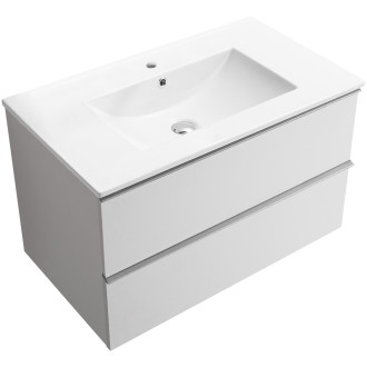 CERANO - Koupelnová skříňka pod umyvadlo s úchytkou Velora + keramické umyvadlo Todo - bílá matná, chromová úchytka - 70x49,8x46 cm