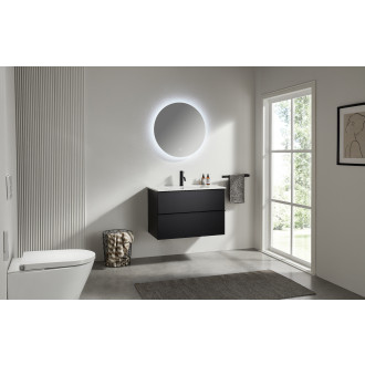 CERANO - Koupelnová skříňka pod umyvadlo s úchytkou Velora + keramické umyvadlo Todo - černá matná, černá úchytka - 60x49,8x46 cm