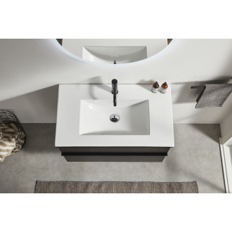 CERANO - Koupelnová skříňka pod umyvadlo s úchytkou Velora + keramické umyvadlo Todo - černá matná, černá úchytka - 60x49,8x46 cm