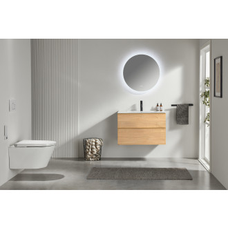 CERANO - Koupelnová skříňka pod umyvadlo s úchytkou Velora + keramické umyvadlo Todo - dub medový, zlatá úchytka - 60x49,8x46 cm