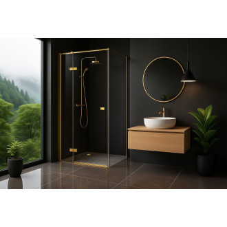 Sprchový kout Rea Atlas 80x80 Brush Gold