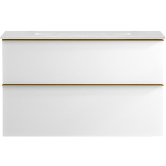 CERANO - Koupelnová skříňka pod umyvadlo s úchytkou Velora - bílá matná, zlatá úchytka - 80x49,8x46 cm