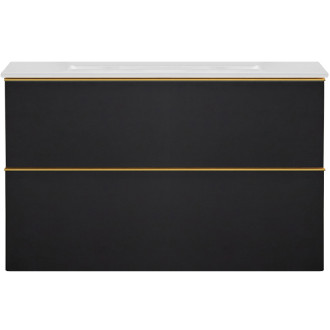 CERANO - Koupelnová skříňka pod umyvadlo s úchytkou Velora - černá matná, zlatá úchytka - 80x49,8x46 cm