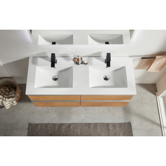 CERANO - Koupelnová skříňka pod umyvadlo s úchytkou Velora - dub medový, chromová úchytka - 140x49,8x45,2 cm