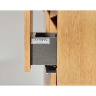 CERANO - Koupelnová skříňka pod umyvadlo s úchytkou Velora - dub medový, chromová úchytka - 140x49,8x45,2 cm