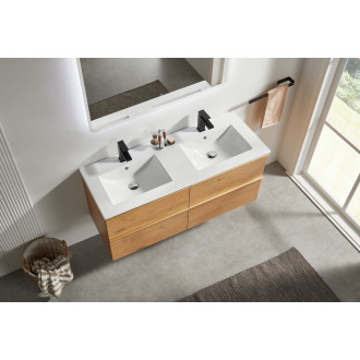 CERANO - Koupelnová skříňka pod umyvadlo s úchytkou Velora - dub medový, zlatá úchytka - 160x49,8x45,2 cm