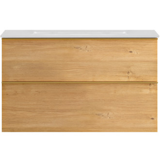 CERANO - Koupelnová skříňka pod umyvadlo s úchytkou Velora - dub medový, zlatá úchytka - 80x49,8x46 cm