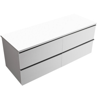 CERANO - Koupelnová skříňka pod umyvadlo s úchytkou/deskou pod umyvadlo Velora - 18 mm - bílá matná, černá úchytka - 120x49,8x45,2 cm