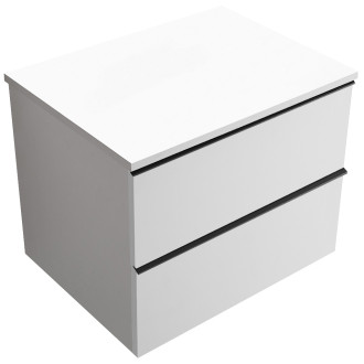 CERANO - Koupelnová skříňka pod umyvadlo s úchytkou/deskou pod umyvadlo Velora - 18 mm - bílá matná, černá úchytka - 60x49,8x46 cm