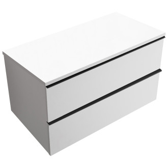 CERANO - Koupelnová skříňka pod umyvadlo s úchytkou/deskou pod umyvadlo Velora - 18 mm - bílá matná, černá úchytka - 70x49,8x46 cm