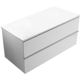 CERANO - Koupelnová skříňka pod umyvadlo s úchytkou/deskou pod umyvadlo Velora - 18 mm - bílá matná, chromová úchytka - 100x49,8x46 cm