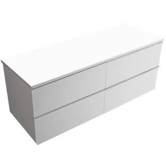 CERANO - Koupelnová skříňka pod umyvadlo s úchytkou/deskou pod umyvadlo Velora - 18 mm - bílá matná, chromová úchytka - 160x49,8x45,2 cm