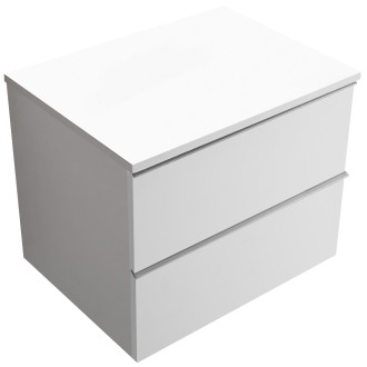 CERANO - Koupelnová skříňka pod umyvadlo s úchytkou/deskou pod umyvadlo Velora - 18 mm - bílá matná, chromová úchytka - 60x49,8x46 cm