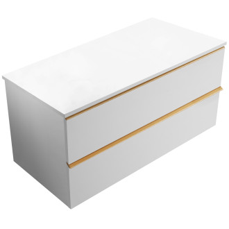 CERANO - Koupelnová skříňka pod umyvadlo s úchytkou/deskou pod umyvadlo Velora - 18 mm - bílá matná, zlatá úchytka - 100x49,8x46 cm