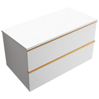 CERANO - Koupelnová skříňka pod umyvadlo s úchytkou/deskou pod umyvadlo Velora - 18 mm - bílá matná, zlatá úchytka - 80x49,8x46 cm