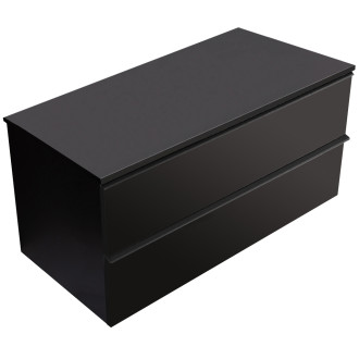 CERANO - Koupelnová skříňka pod umyvadlo s úchytkou/deskou pod umyvadlo Velora - 18 mm - černá matná, černá úchytka - 100x49,8x46 cm