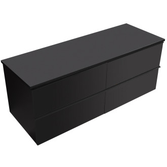 CERANO - Koupelnová skříňka pod umyvadlo s úchytkou/deskou pod umyvadlo Velora - 18 mm - černá matná, černá úchytka - 120x49,8x45,2 cm