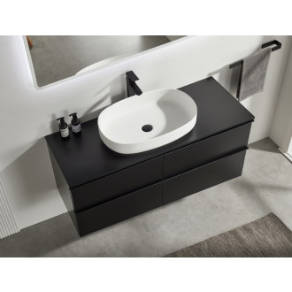 CERANO - Koupelnová skříňka pod umyvadlo s úchytkou/deskou pod umyvadlo Velora - 18 mm - černá matná, černá úchytka - 160x49,8x45,2 cm