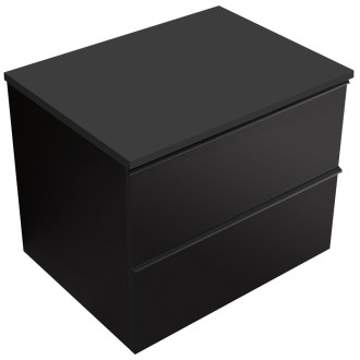 CERANO - Koupelnová skříňka pod umyvadlo s úchytkou/deskou pod umyvadlo Velora - 18 mm - černá matná, černá úchytka - 60x49,8x46 cm