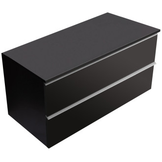 CERANO - Koupelnová skříňka pod umyvadlo s úchytkou/deskou pod umyvadlo Velora - 18 mm - černá matná, chromová úchytka - 100x49,8x46 cm