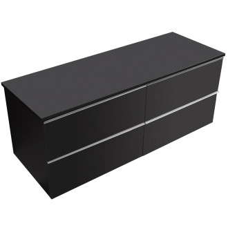 CERANO - Koupelnová skříňka pod umyvadlo s úchytkou/deskou pod umyvadlo Velora - 18 mm - černá matná, chromová úchytka - 160x49,8x45,2 cm