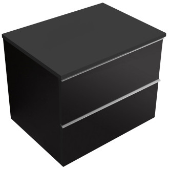 CERANO - Koupelnová skříňka pod umyvadlo s úchytkou/deskou pod umyvadlo Velora - 18 mm - černá matná, chromová úchytka - 60x49,8x46 cm