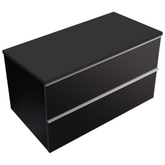 CERANO - Koupelnová skříňka pod umyvadlo s úchytkou/deskou pod umyvadlo Velora - 18 mm - černá matná, chromová úchytka - 70x49,8x46 cm