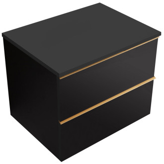CERANO - Koupelnová skříňka pod umyvadlo s úchytkou/deskou pod umyvadlo Velora - 18 mm - černá matná, zlatá úchytka - 60x49,8x46 cm