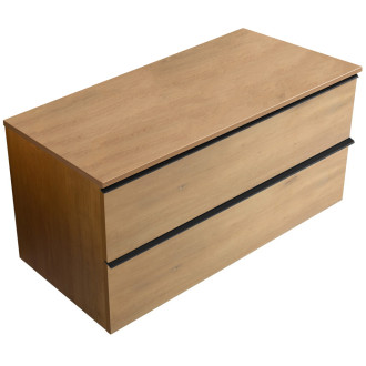 CERANO - Koupelnová skříňka pod umyvadlo s úchytkou/deskou pod umyvadlo Velora - 18 mm - dub medový, černá úchytka - 100x49,8x46 cm