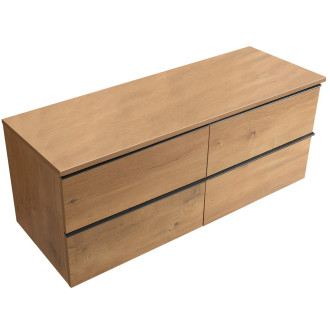 CERANO - Koupelnová skříňka pod umyvadlo s úchytkou/deskou pod umyvadlo Velora - 18 mm - dub medový, černá úchytka - 160x49,8x45,2 cm